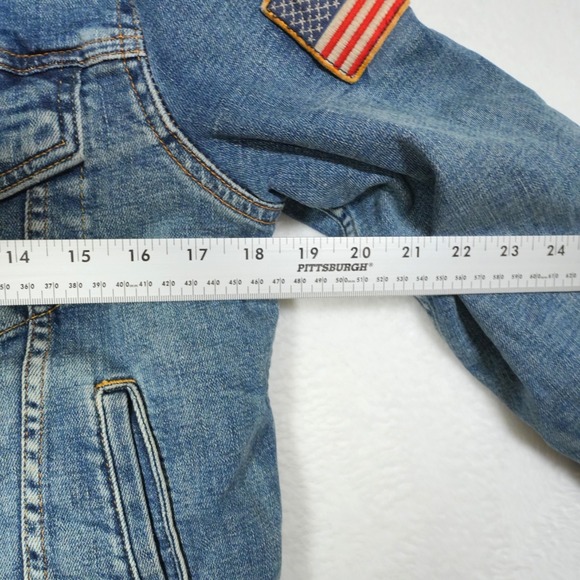 Vtg Polo Jeans Co. Ralph Lauren USA Flag Denim Jacket Youth L Women's S/Petite?? - Picture 16 of 16